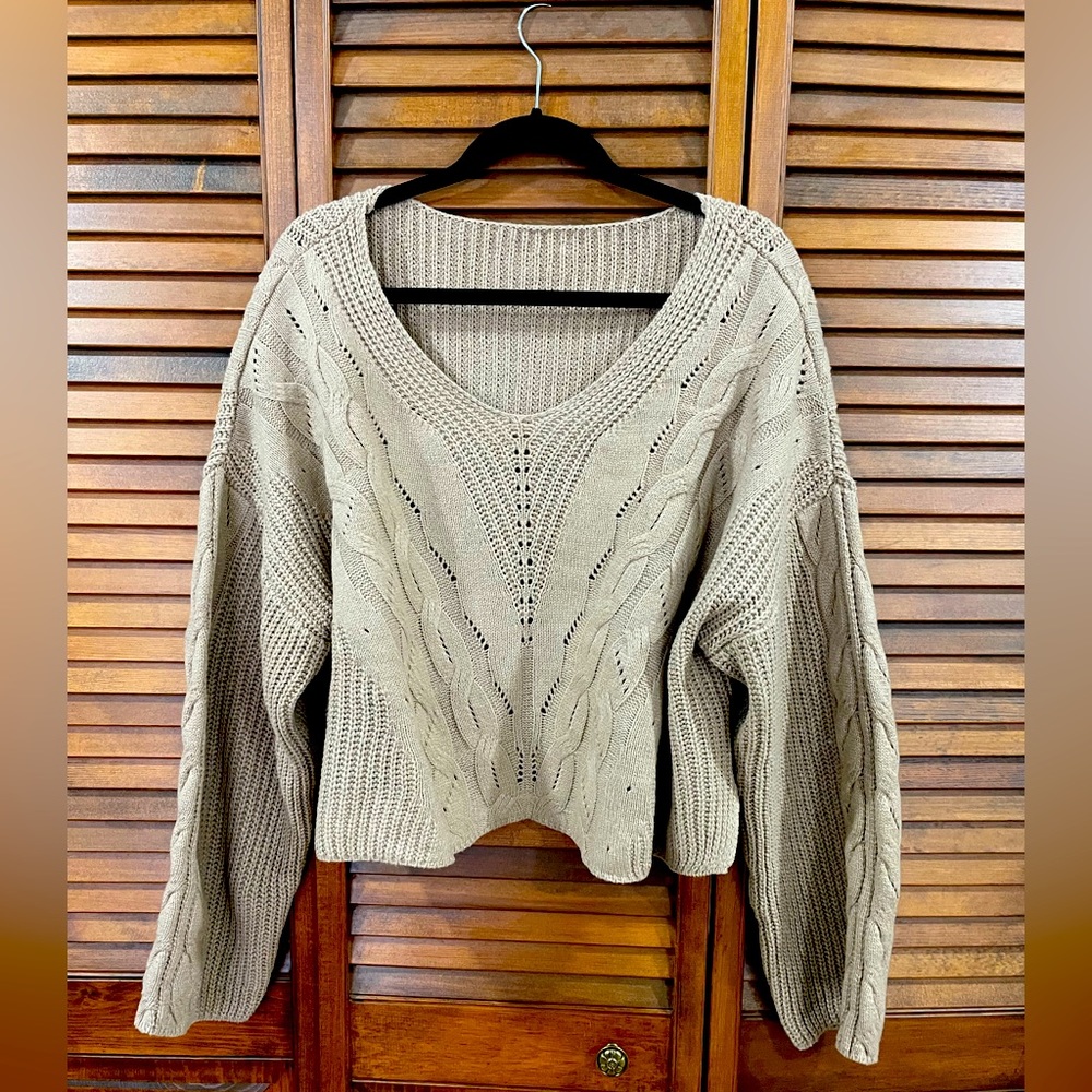 Light brown knit slightly cropped sweater